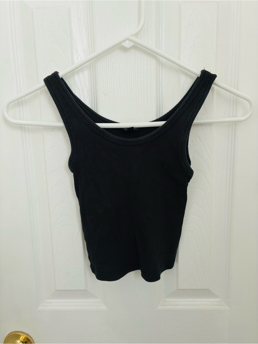 Splash Black Ribbed Tank Top - Scoop Neck